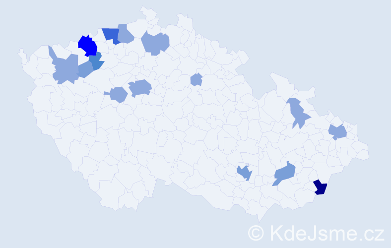 Příjmení: 'Nálezová', počet výskytů 33 v celé ČR