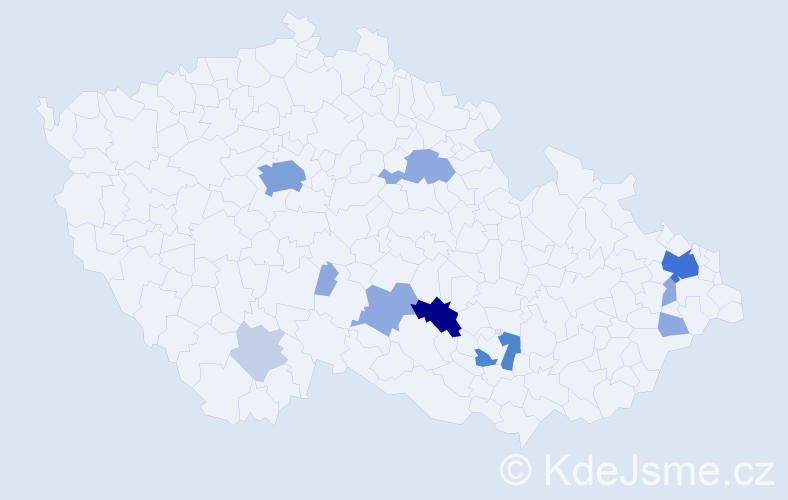 Příjmení: 'Kadela', počet výskytů 36 v celé ČR