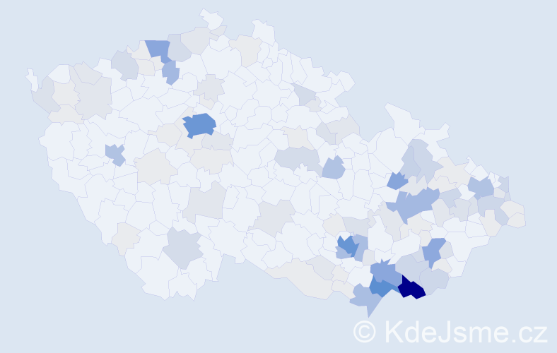 Příjmení: 'Bačíková', počet výskytů 420 v celé ČR