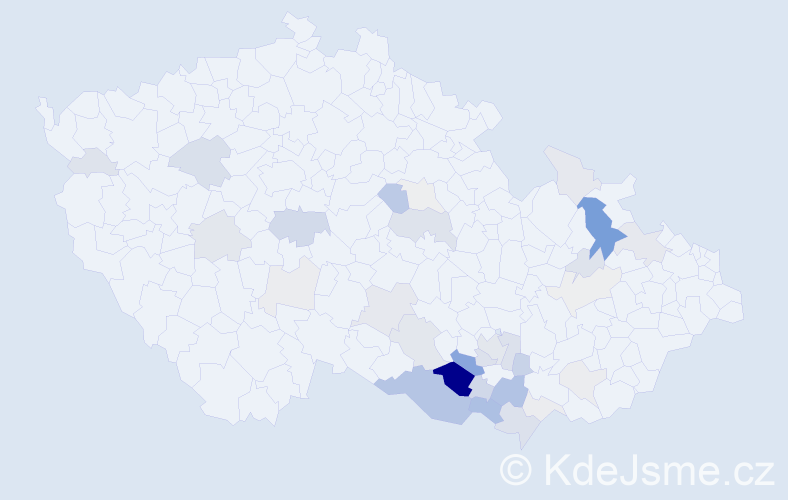 Příjmení: 'Čepera', počet výskytů 108 v celé ČR