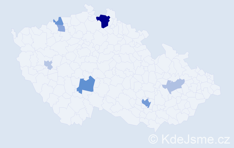 Příjmení: 'Tonev', počet výskytů 18 v celé ČR