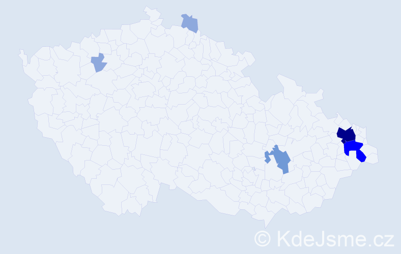 Příjmení: 'Pazděra', počet výskytů 14 v celé ČR