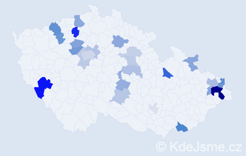 Příjmení: 'Záň', počet výskytů 54 v celé ČR