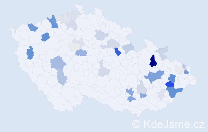 Příjmení: 'Šándor', počet výskytů 112 v celé ČR