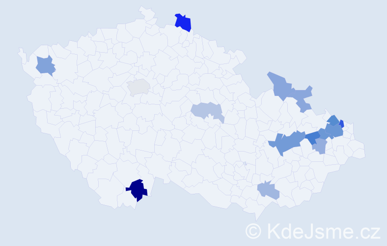 Příjmení: 'Tyrala', počet výskytů 31 v celé ČR