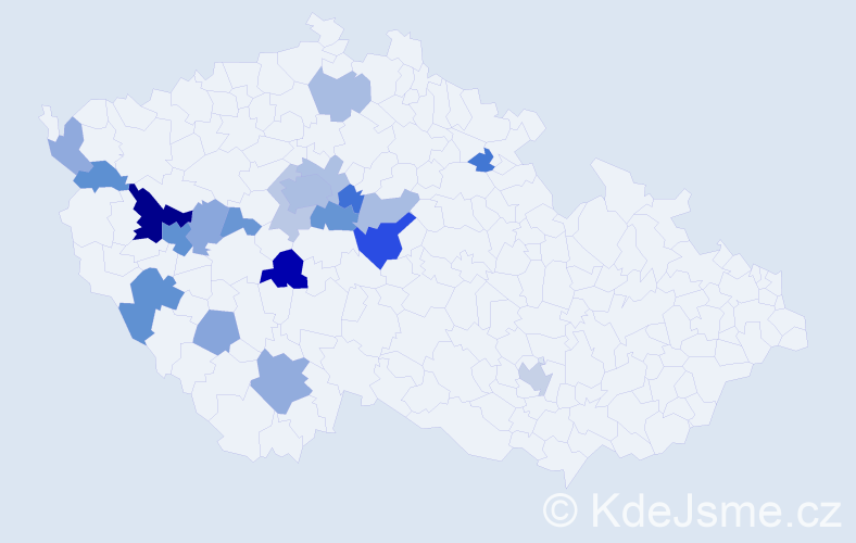 Příjmení: 'Peller', počet výskytů 43 v celé ČR