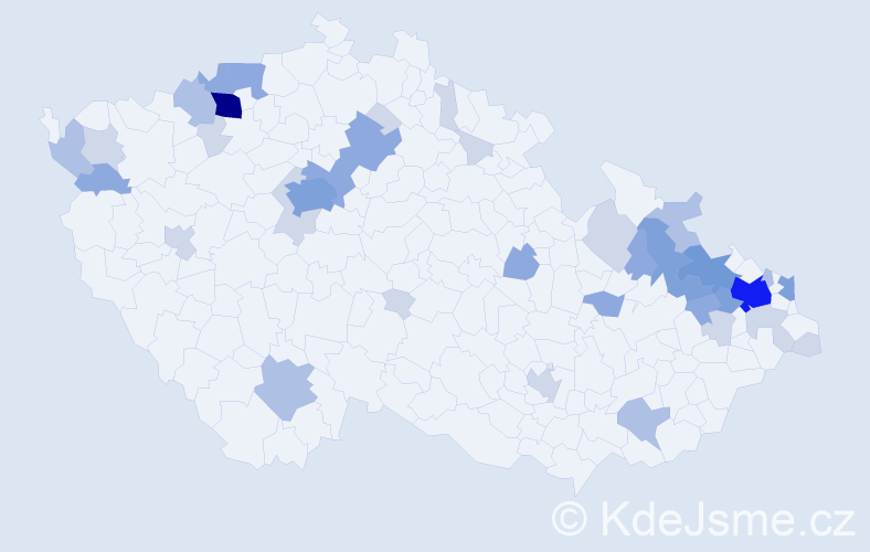 Příjmení: 'Brisuda', počet výskytů 103 v celé ČR