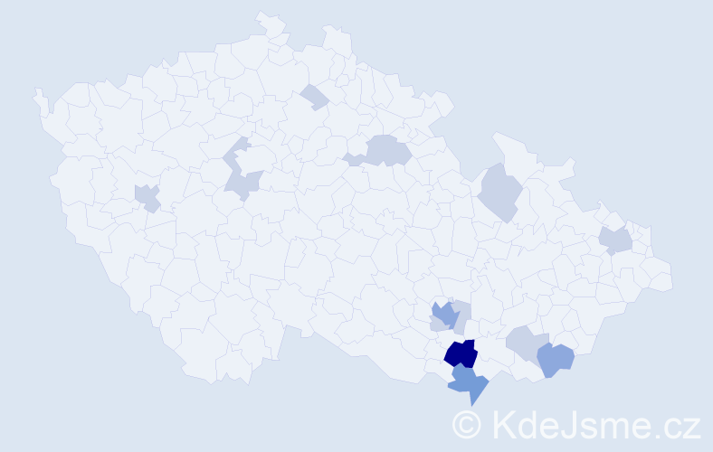 Příjmení: 'Čačíková', počet výskytů 29 v celé ČR