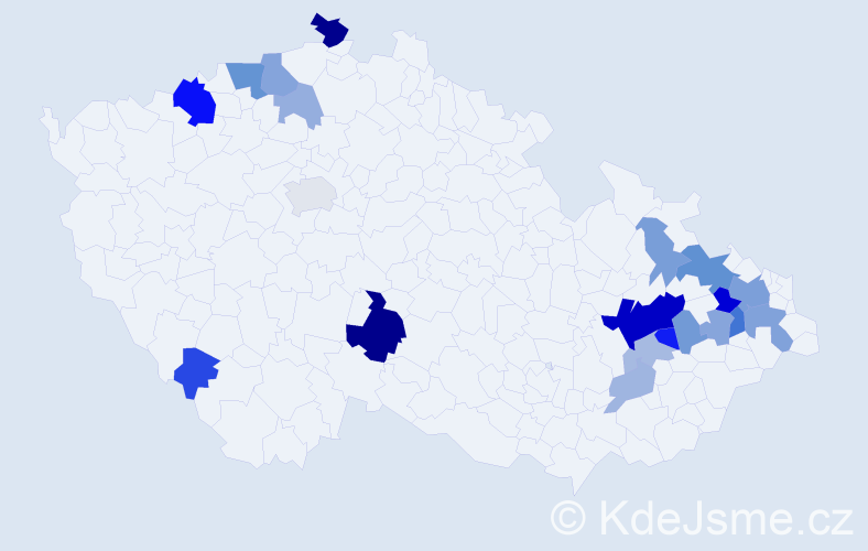 Příjmení: 'Rajčan', počet výskytů 50 v celé ČR