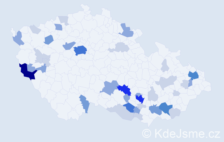 Příjmení: 'Kozinová', počet výskytů 108 v celé ČR