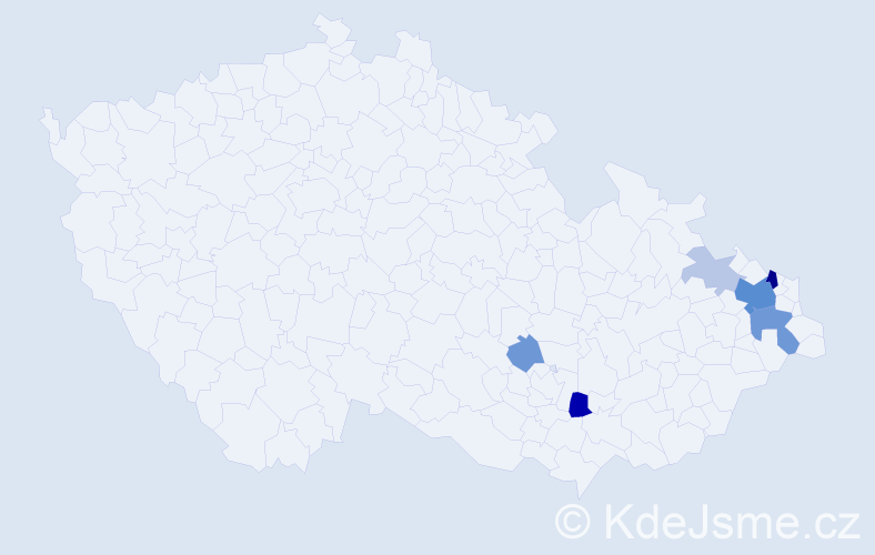 Příjmení: 'Fanfrlová', počet výskytů 19 v celé ČR