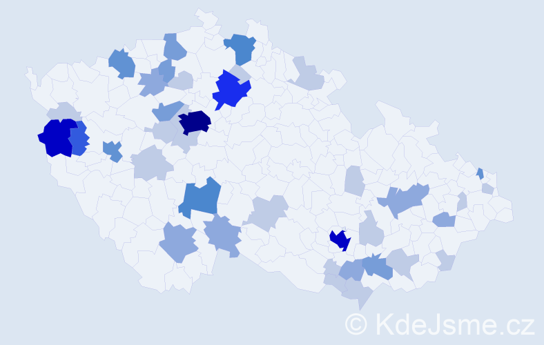 Příjmení: 'Majerčíková', počet výskytů 104 v celé ČR