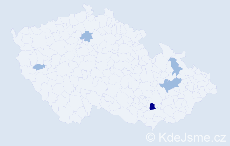 Příjmení: 'Varhová', počet výskytů 8 v celé ČR