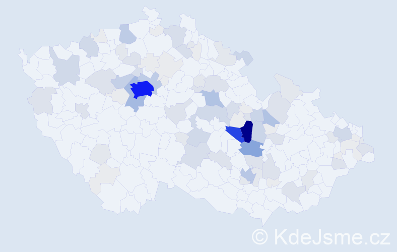 Příjmení: 'Báčová', počet výskytů 415 v celé ČR