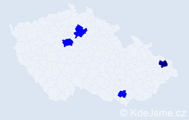 Příjmení: 'Vaseková', počet výskytů 5 v celé ČR