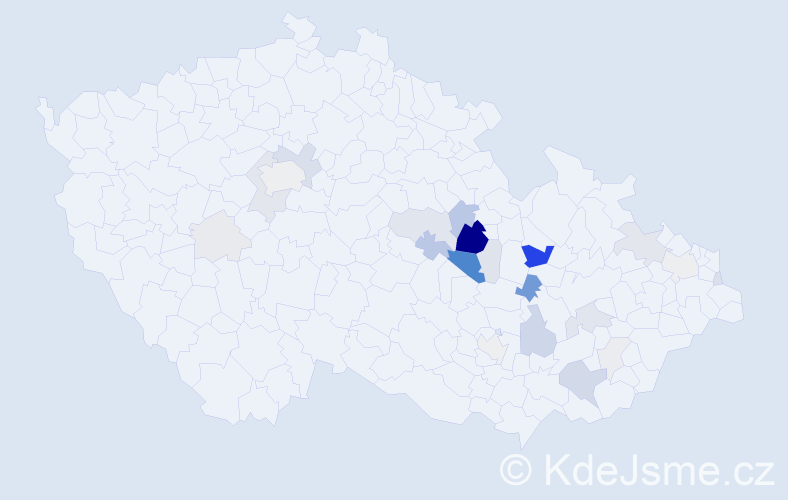 Příjmení: 'Hubinka', počet výskytů 76 v celé ČR