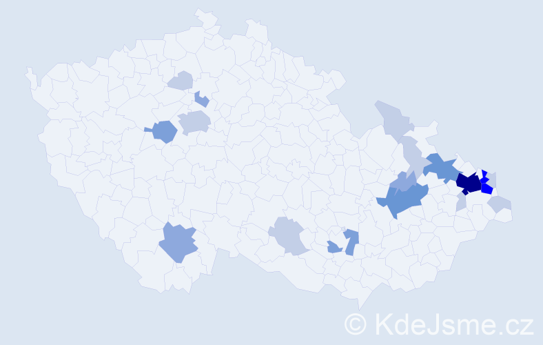 Příjmení: 'Kušová', počet výskytů 55 v celé ČR