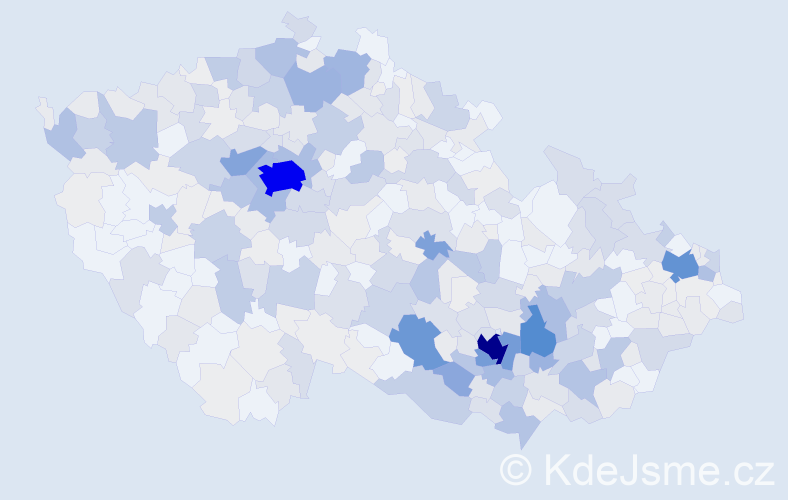 Příjmení: 'Hladký', počet výskytů 1350 v celé ČR