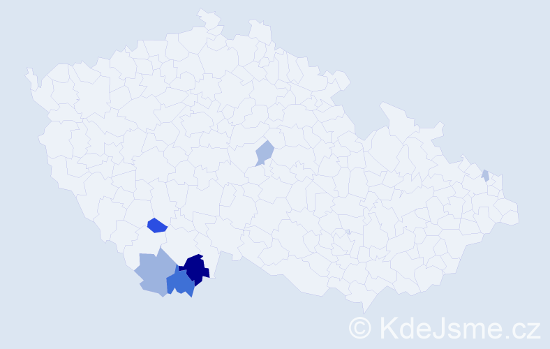 Příjmení: 'Krenauer', počet výskytů 14 v celé ČR