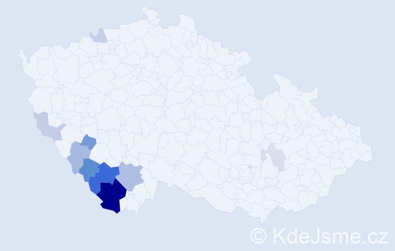 Příjmení: 'Kazarová', počet výskytů 27 v celé ČR