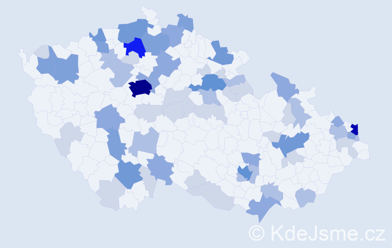 Příjmení: 'Antal', počet výskytů 183 v celé ČR