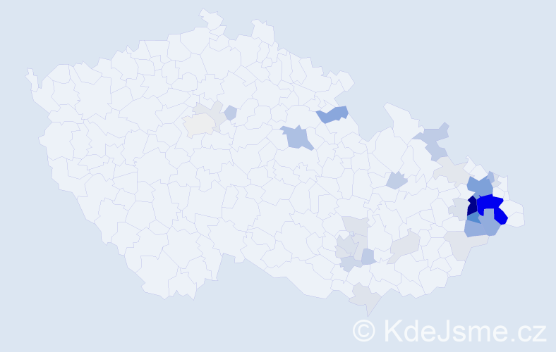Příjmení: 'Žabenská', počet výskytů 119 v celé ČR