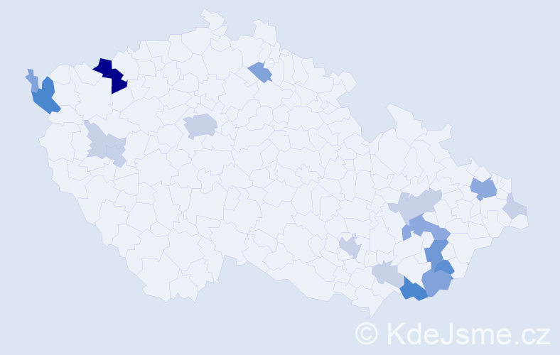 Příjmení: 'Sahajová', počet výskytů 56 v celé ČR