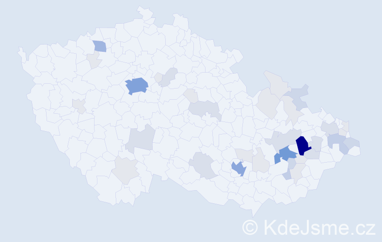 Příjmení: 'Hostaša', počet výskytů 131 v celé ČR