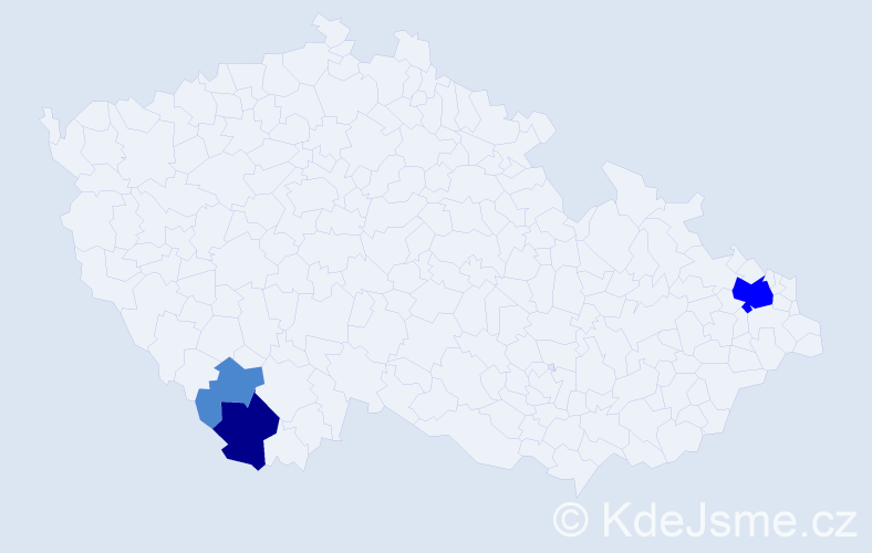 Příjmení: 'Pirtyáková', počet výskytů 6 v celé ČR