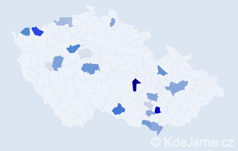 Příjmení: 'Puškáš', počet výskytů 50 v celé ČR