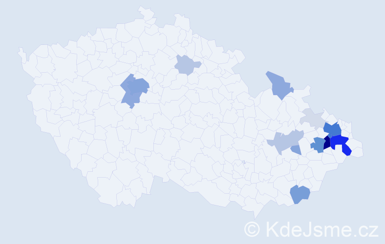 Příjmení: 'Velart', počet výskytů 69 v celé ČR