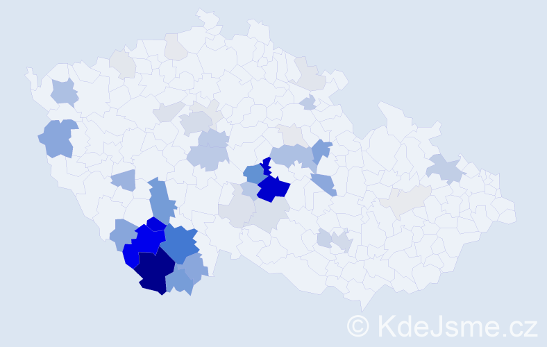 Příjmení: 'Pártlová', počet výskytů 183 v celé ČR