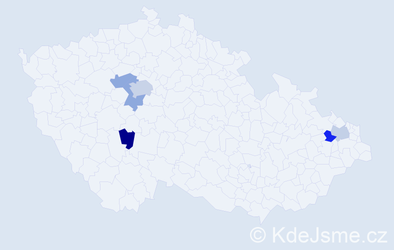 Příjmení: 'Hanešková', počet výskytů 8 v celé ČR