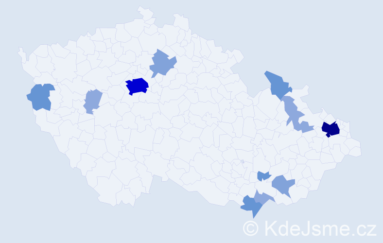 Příjmení: 'Cabala', počet výskytů 35 v celé ČR