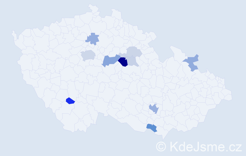 Příjmení: 'Mahelka', počet výskytů 22 v celé ČR