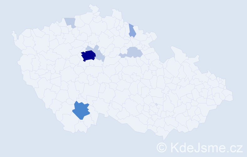 Příjmení: 'Kazil', počet výskytů 21 v celé ČR