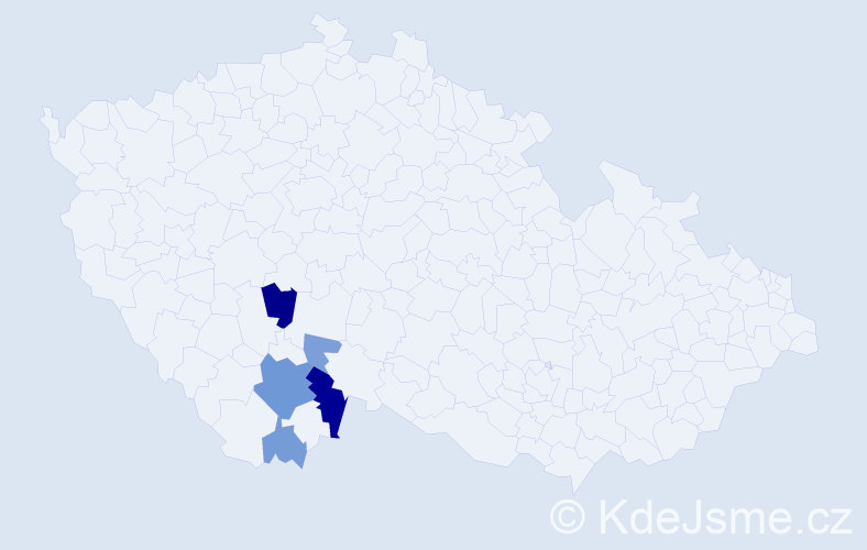 Příjmení: 'Kroutl', počet výskytů 15 v celé ČR