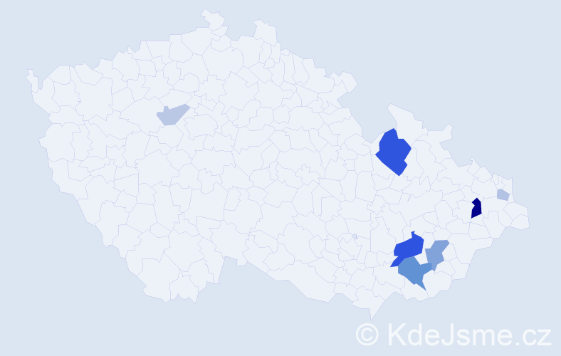 Příjmení: 'Pakr', počet výskytů 19 v celé ČR