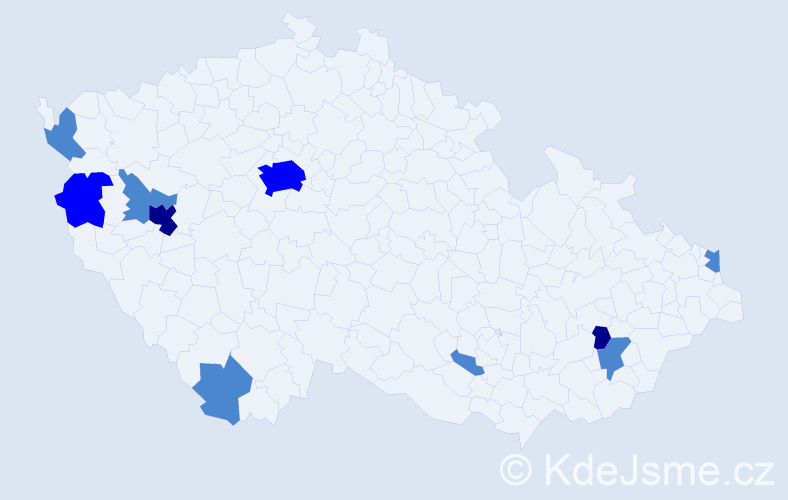 Příjmení: 'Kuczman', počet výskytů 16 v celé ČR