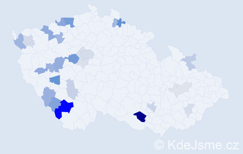 Příjmení: 'Stadlerová', počet výskytů 62 v celé ČR