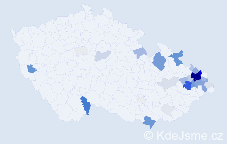 Příjmení: 'Mutinová', počet výskytů 165 v celé ČR