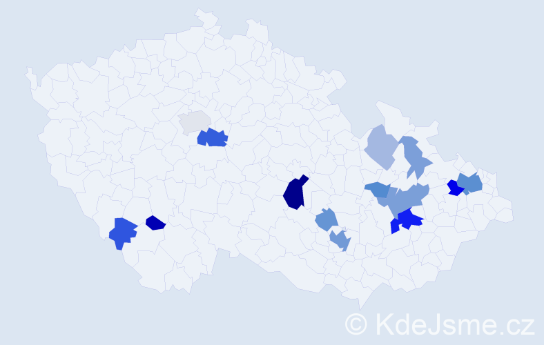 Příjmení: 'Dolinková', počet výskytů 40 v celé ČR