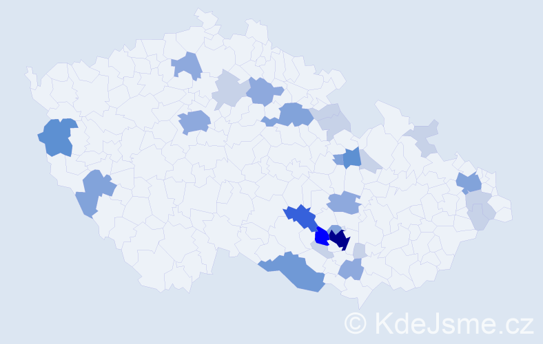 Příjmení: 'Tribula', počet výskytů 76 v celé ČR