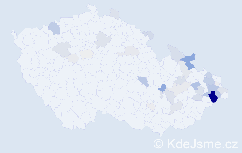 Příjmení: 'Mohelník', počet výskytů 108 v celé ČR