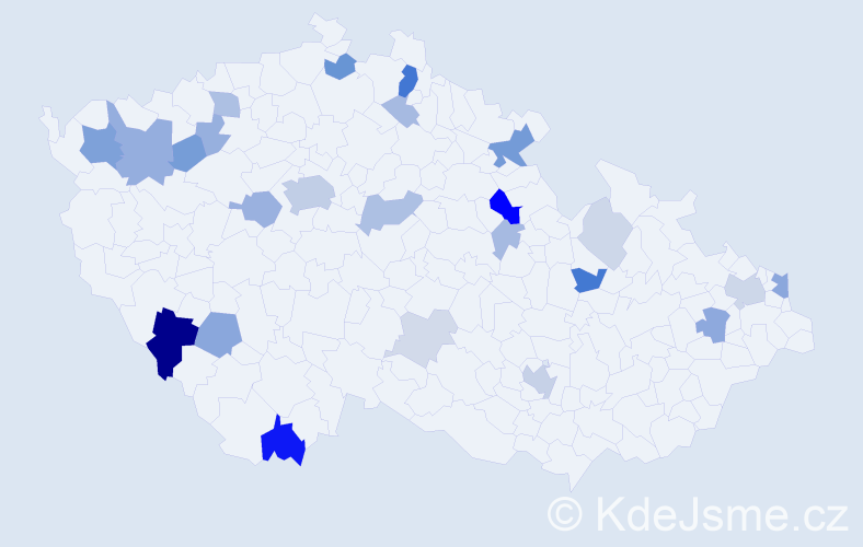 Příjmení: 'Pfeiffer', počet výskytů 72 v celé ČR