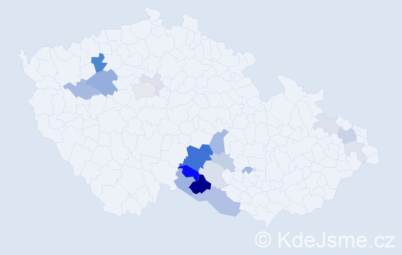 Příjmení: 'Cvaková', počet výskytů 52 v celé ČR