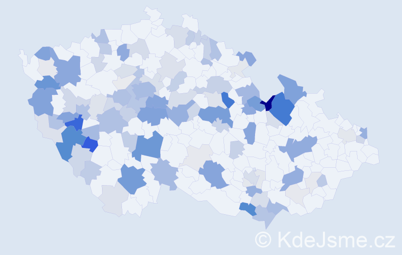 Příjmení: 'Mikuláš', počet výskytů 380 v celé ČR