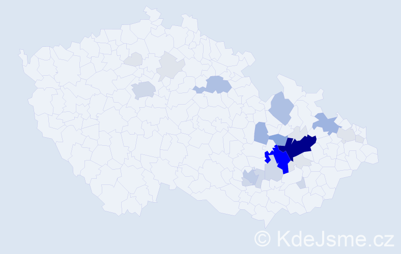 Příjmení: 'Protivánek', počet výskytů 96 v celé ČR
