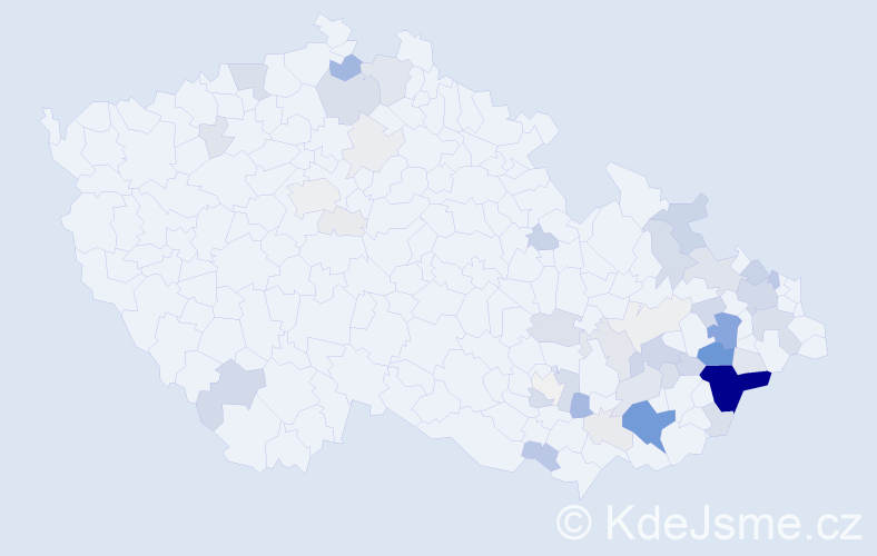 Příjmení: 'Hrňa', počet výskytů 190 v celé ČR