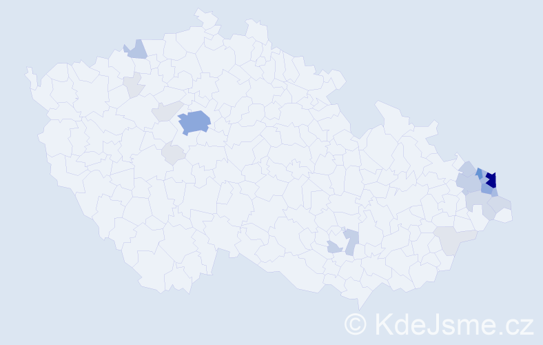 Příjmení: 'Kucharczyk', počet výskytů 91 v celé ČR